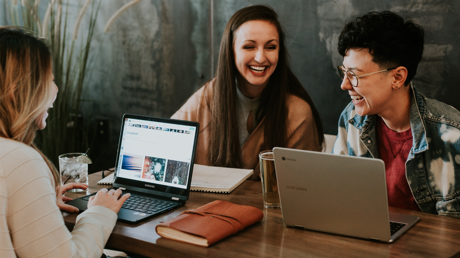 Three students studying together